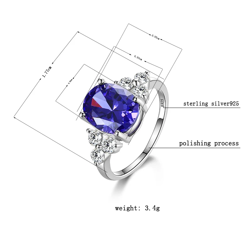 Bague de mariage avec pierre de couleur pour femme, bijou en argent Sterling 925, anneau avec zircon blanc, rose, bleu clair, champagne de forme