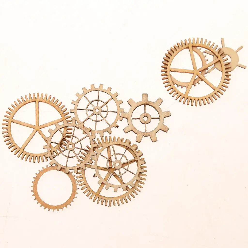 36pc mieszane drewno biegów kształty sztuk dla sztuki DIY Craft Steampunk zdobienie