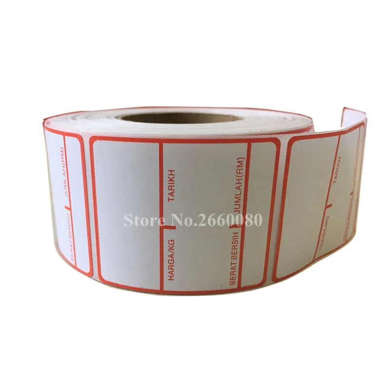 

Customized Label Sticker Roll 39mmx46mmx600pcs for barcodel scales label printing scales weighing scales Adhesive Label Roll