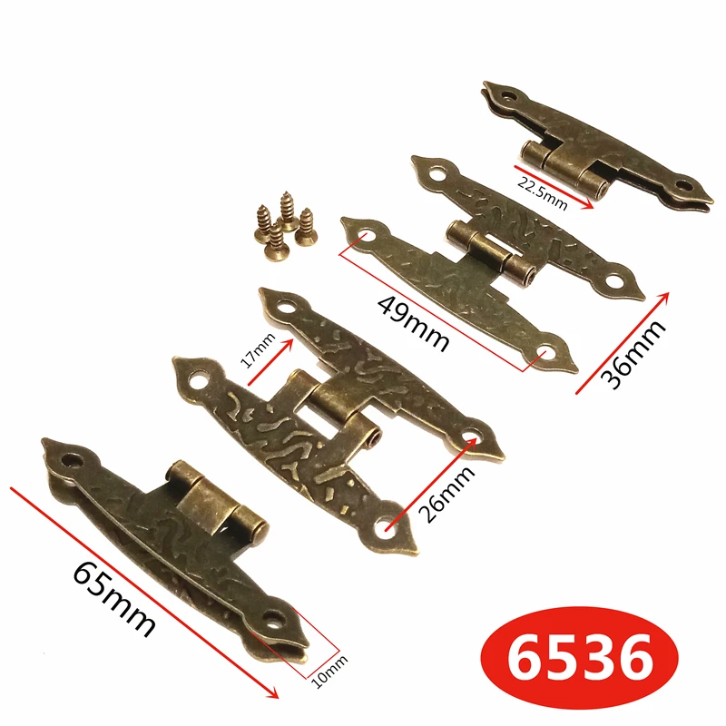 Cabinet Hinges 2/4/6pcs Vintage Kitchen Luggage Old Jewelry Boxes Decoration With Screw Antique Brass Door Hinges For Hardware