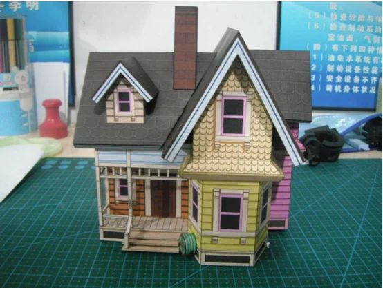 UP Flying Cabin 3D Paper Model Small Mooden House DIY Handwork Toy For Kid Children