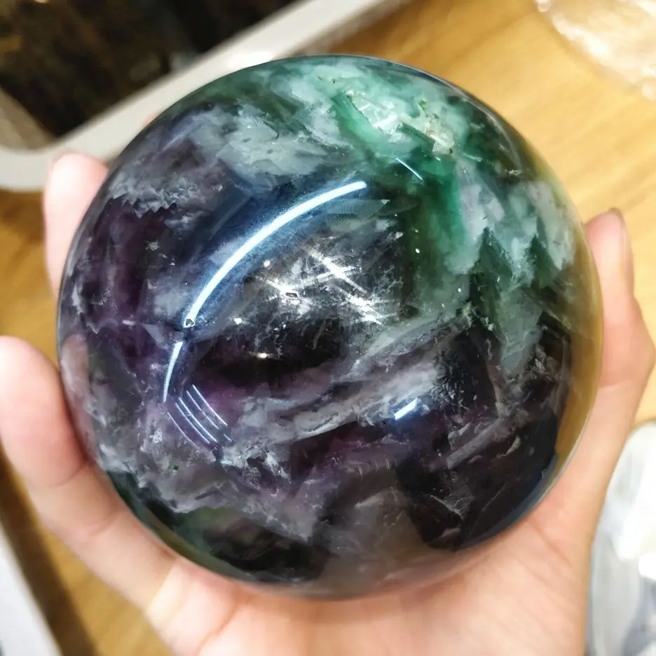 

1.3-1.5KG Fluorite Quartz Natural Crystal Ball Sphere Decorative Energy Stones And Minerals Collectibles Ornament Room Design