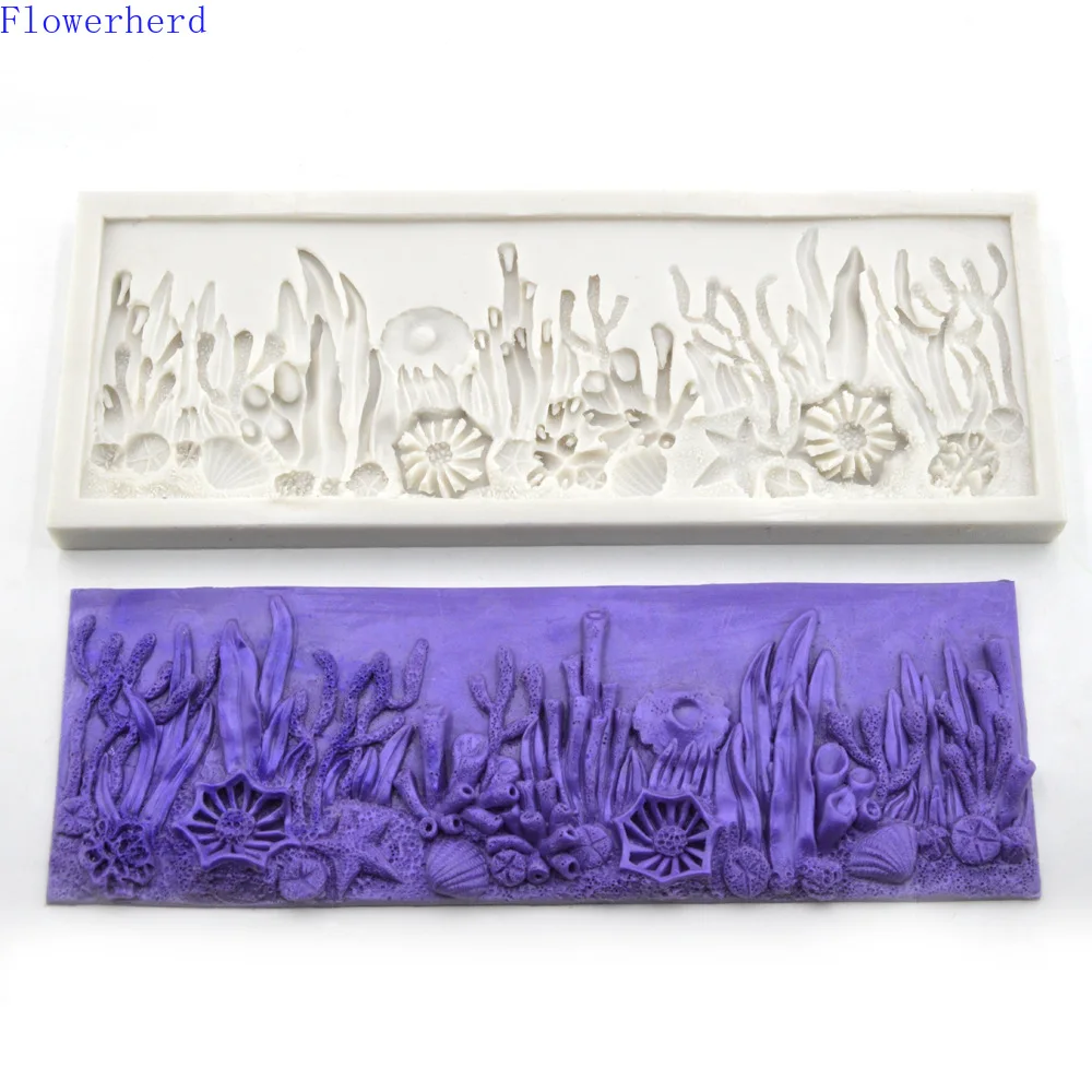 New Marine Series Conch Coral Bath Shell Silicone Cake Mold  Fondant Tools Chocolate Mold Cake Lace Mat Cake Decorating Tools