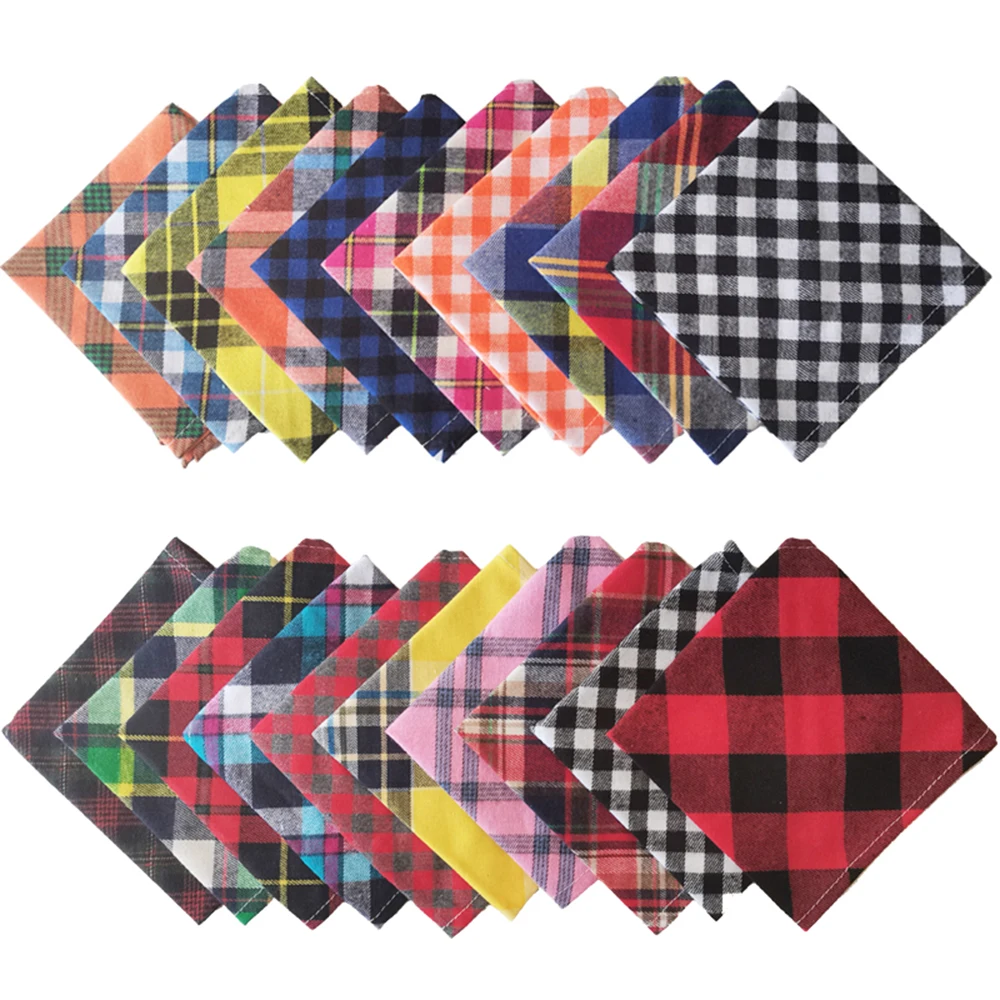 30/50 Pcs Plaid Dog Bandana Lot For Small Large Dogs Personalized Pet Bulk Dog Face Bandana Washable Dog Bandanas