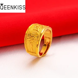 QEENKISS Gold Everything Well Resizable Ring for Men Birthday Wedding Party Birthday Christmas Groom Father Boyfriend Gift RG563