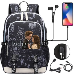 Twilight mochila multifuncional para homens e mulheres, carregamento usb, mochila escolar, viagem, para meninos e meninas