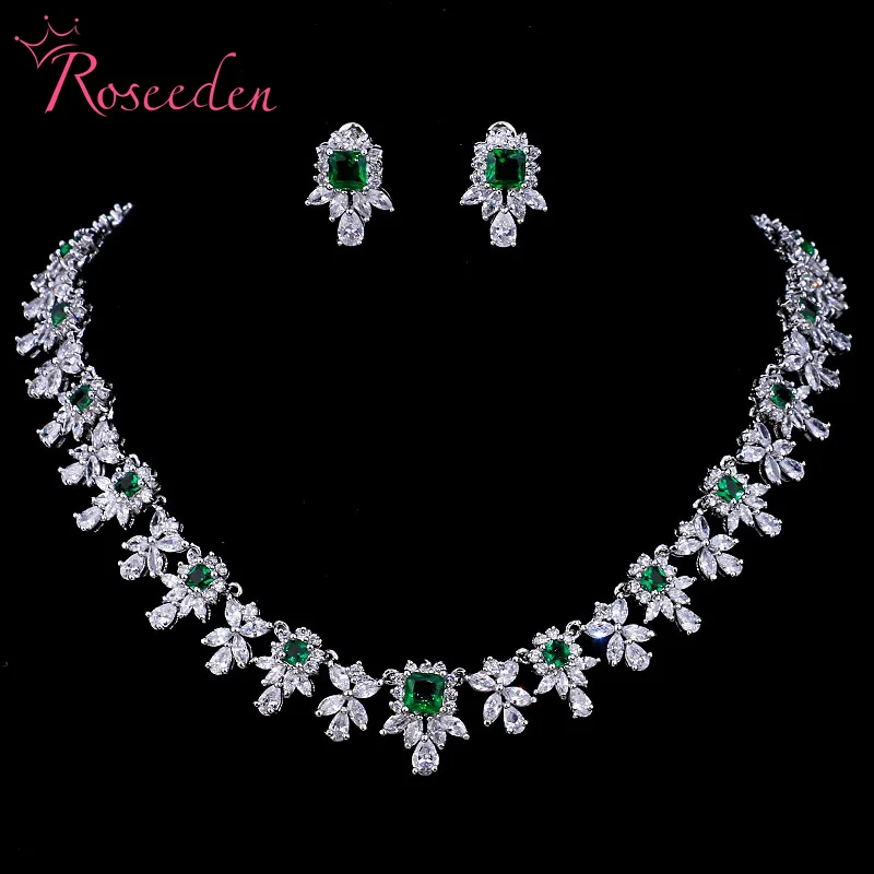 

Hot Selling Cubic Zircon Jewelry Set Bridal Wedding Shining AAA CZ 2pcs Necklace Set Jewelry RE4296