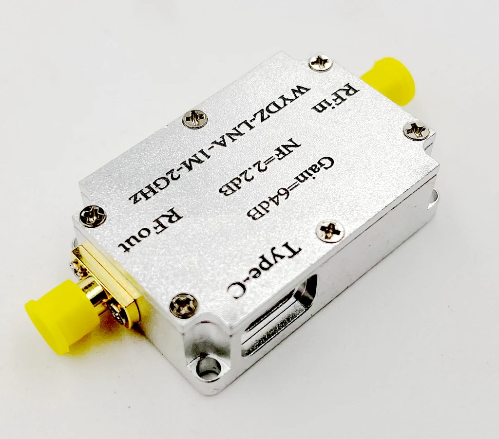 LNA 1Mhz-2GHz 32DB 60DB wzmocnienie NF 2.2dB wzmacniacz sygnału RF niski poziom hałasu wzmacniacz dla HAM SDR oprogramowanie radio FM radio TYPE-C moc
