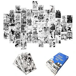 Anime Wall Collage Set Aesthetics Pictures 50 Pcs manga Posters Room Aesthetics Black And White Panel Postcards for Teenagers