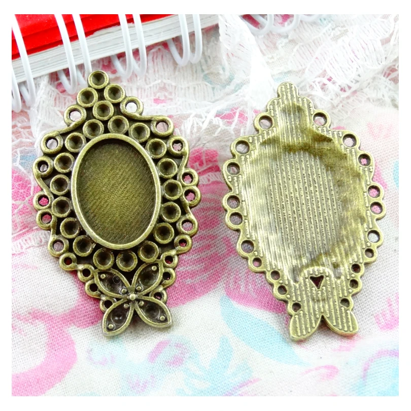 

30pcs 10*14mm Vintage Antique Bronze Cameo Metal Oval Pendant Settings Jewelry Blank Base Charms