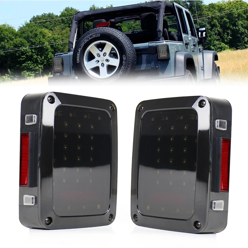 2pcs LED Taillight Rear Back Bumper Light Parking Back up Reverse Brake Tail Light Lamp For Jeep Wrangler JK 2007~2016.