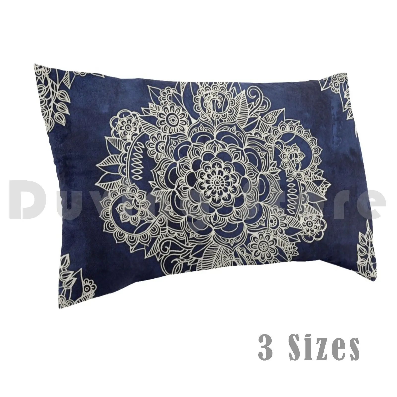 

Cream Floral Moroccan Pattern On Deep Indigo Ink Pillow Case Printed 35x50 Floral Pattern Moroccan Doodle