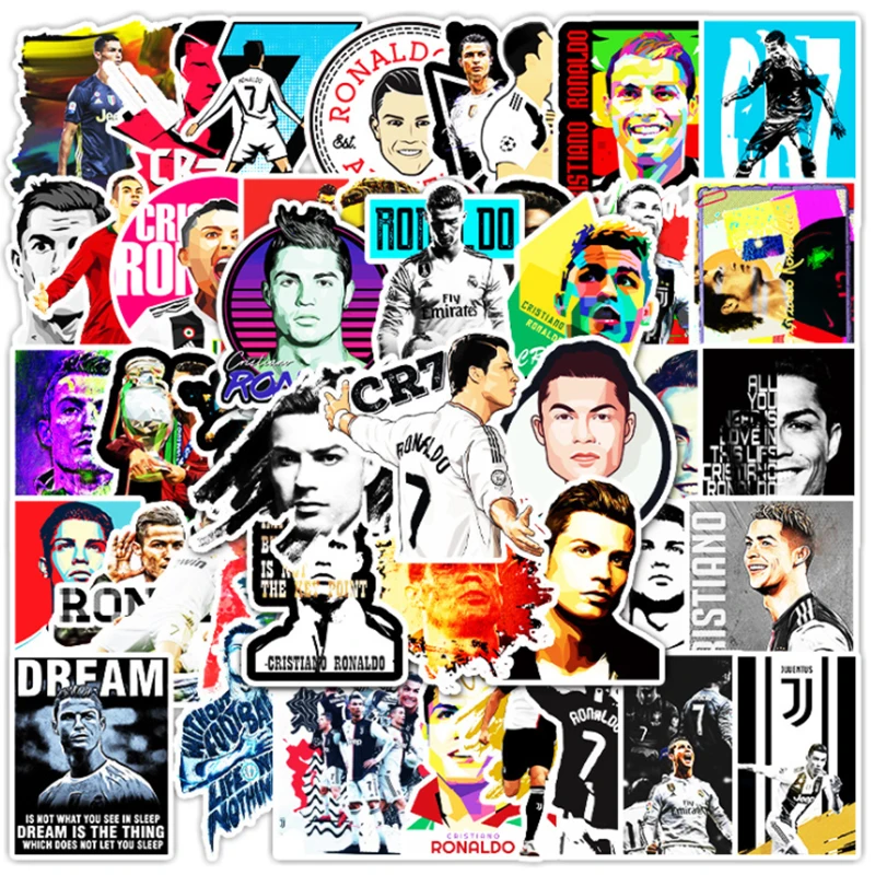 

10/30/52Pcs Sports star Ronaldo Graffiti Waterproof Skateboard Travel Suitcase Phone Laptop Luggage Stickers DIY Kids Girl