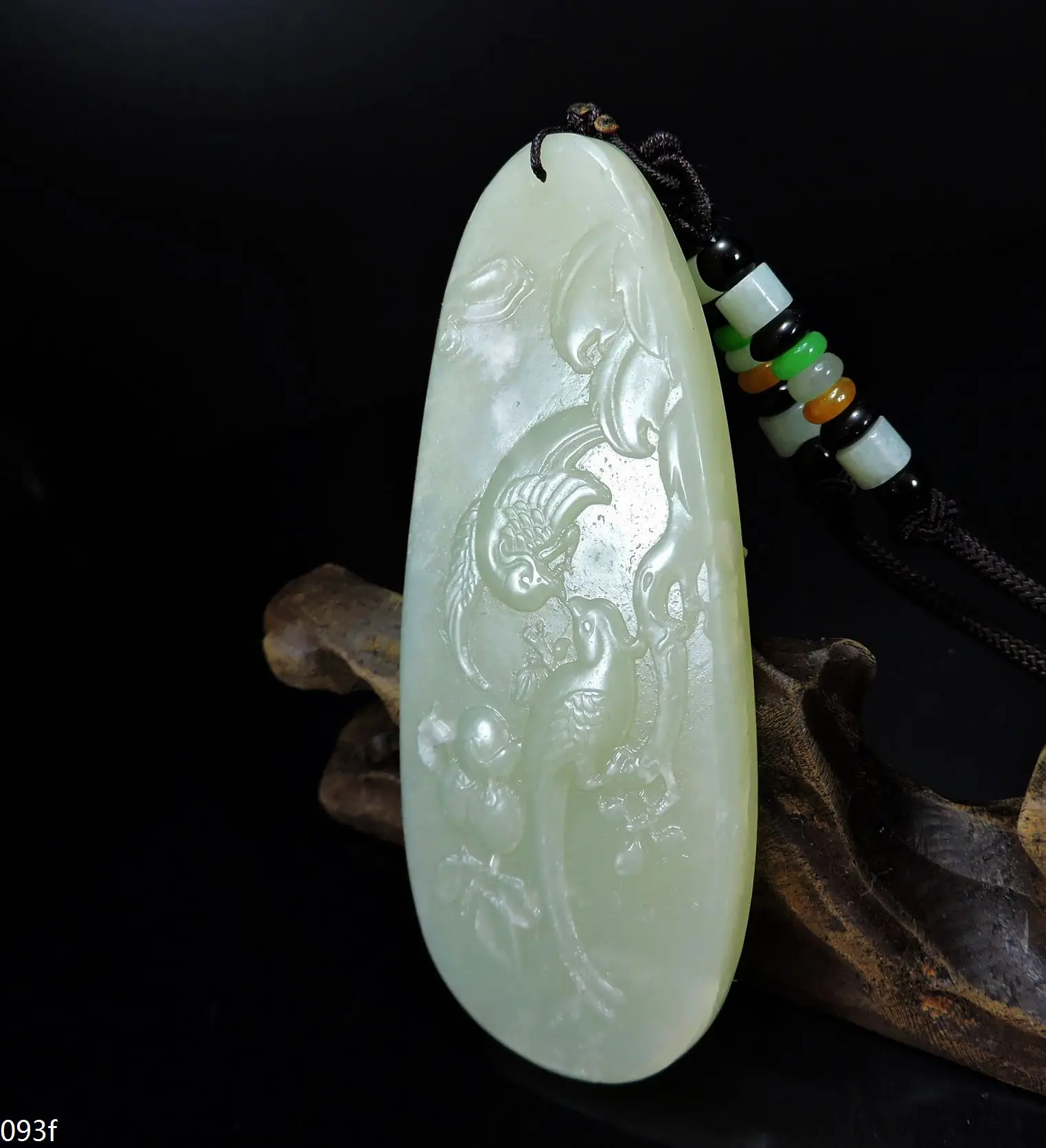 

Jade Jewelry Certified Hetian Jade Pendant Hand-Carved double lucky bird Jadeite Necklace Pendant Gift No Treatment 093f