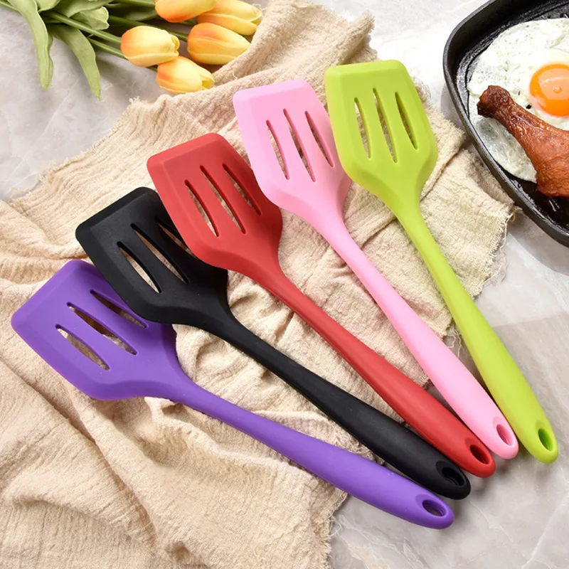 Silicone Turner Spatula Fried Shovel Egg Fish Frying Pan Scoop Slotted Turners Non-Stick Cooking Utensils Kitchen Accessories