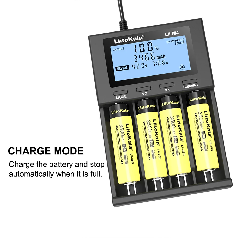 LiitoKala Lii-M4 18650 Charger LCD Display Universal Smart Charger Test capacity for 26650 18650 21700 18500 AA AAA etc 4slot image 3