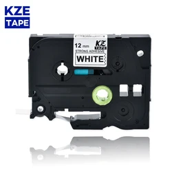 12mm KzeS231 Black on White Laminated Label Tape strong adhesive label tapes Tze-S231 Tze S231 tze s231 tze-s231 for P-touch PT