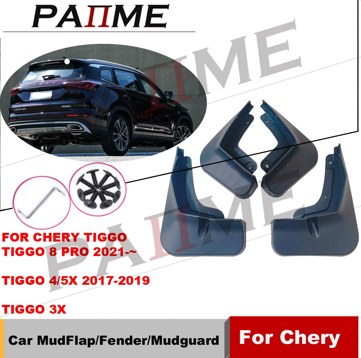 

4PCS Car Mud Flaps Front Rear Mudguard Splash Guards Fender Mudflaps For CHERY TIGGO 3X 4 5X 7 8PLUS YC102055