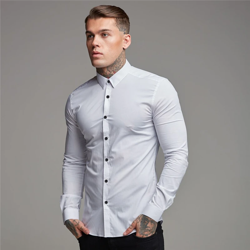 Autumn Men's Clothing European American Fashion Trend Slim Fit Shirt For Men Cardigan T-shirt Mens Long Sleeve Shirt Men Blouse