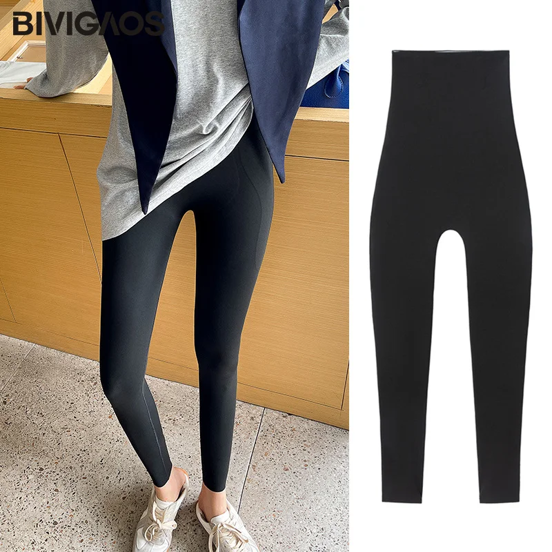 BIVIGAOS-mallas mágicas moldeadoras de cuerpo para mujer, Leggings de realce de cintura alta, sin costuras, para deporte, Fitness, color negro, novedad de otoño