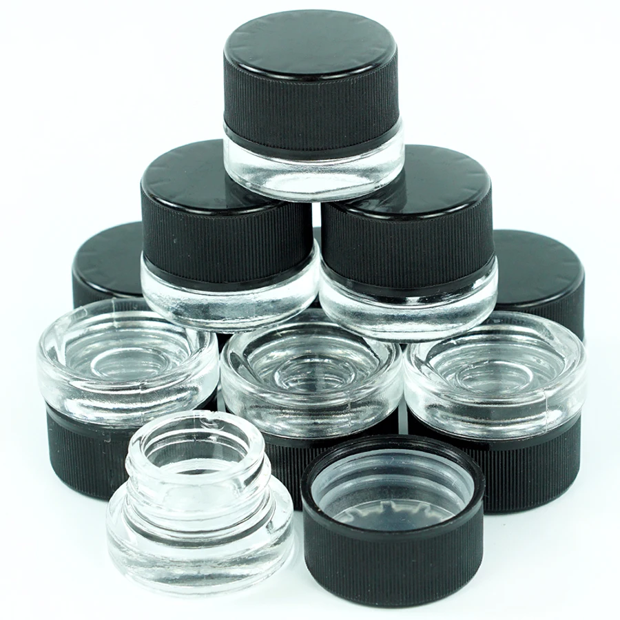 

10pcs 5ml Glass Wax Container Plastic Lid Bottle Child Proof Safety Storage Tank