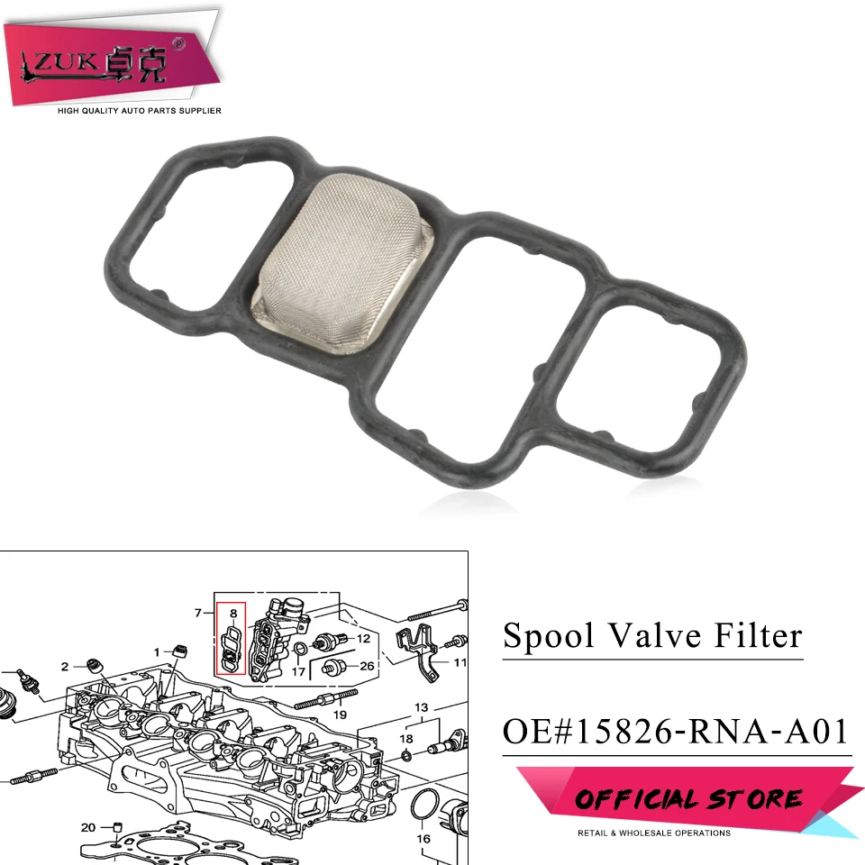 Filtro válvula de vedação solenóide zuk vtec, filtro assy para honda civic accord city crv jade vezel hrv 1,8l 2.0l oe # 8l