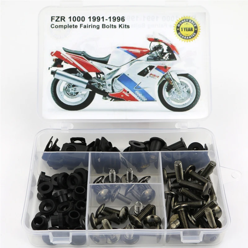 Passend für Yamaha FZR 1000 1991 1992 1993 1994 1995 1996, komplettes Vollverkleidungsschrauben-Set, Schrauben, Clips, Geschwindigkeitsmuttern, Abdeckschrauben