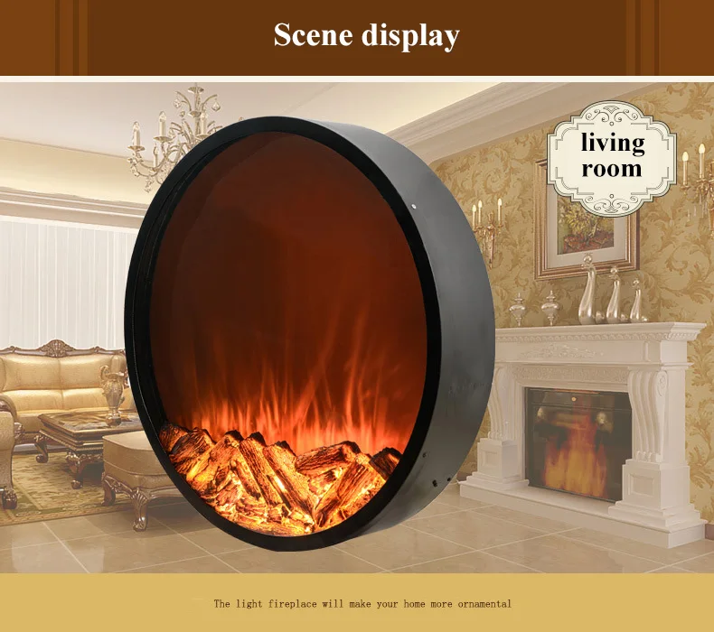 Camino elettrico a parete da 60*18CM camino elettrico rotondo europeo decorazione della casa camino a distanza intelligente