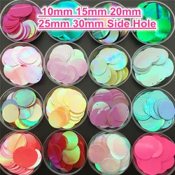 10mm 15mm 20mm 25mm 30mm PVC Flat Round loose Sequins Paillettes sewing Wedding Craft Accessories with 1 side hole