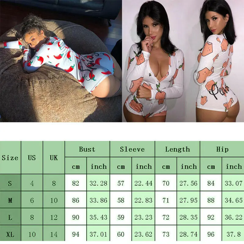 Onesie Sexy Women Bodysuit Long Sleeve Print V Neck Jumpsuit Bodycon Stretch Leotard Top Button Short Romper Women Jumpsuit