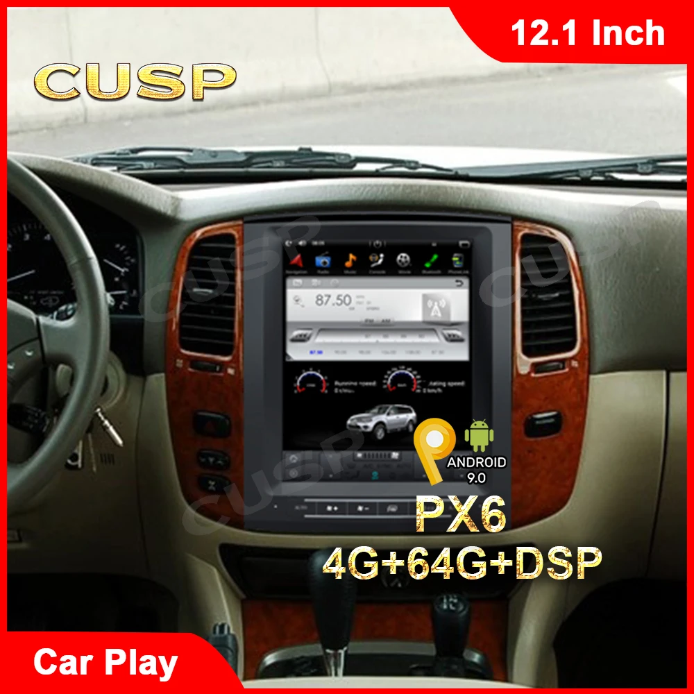 Android 9 Vertical Screen Tesla style Car GPS Navigation For LEXUS LX470 2003-2007  head unit multimedia player tape recorder