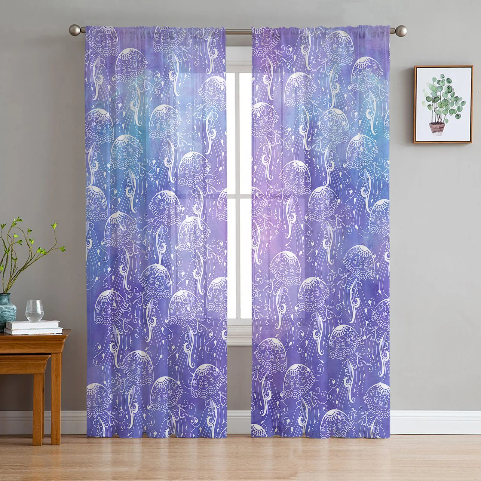 

Jellyfish Window Curtains Bedroom Modern Drape Sheer Tulle Valances Living Room Kitchen Voile Curtain