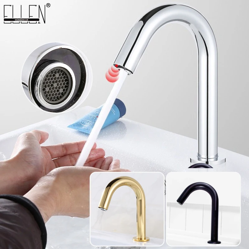 

Deck Mounted Bathroom Basin Sink Faucet Cold & Hot Hand Touch Tap Automatic Inflated Sensor Faucet Crane ELS83