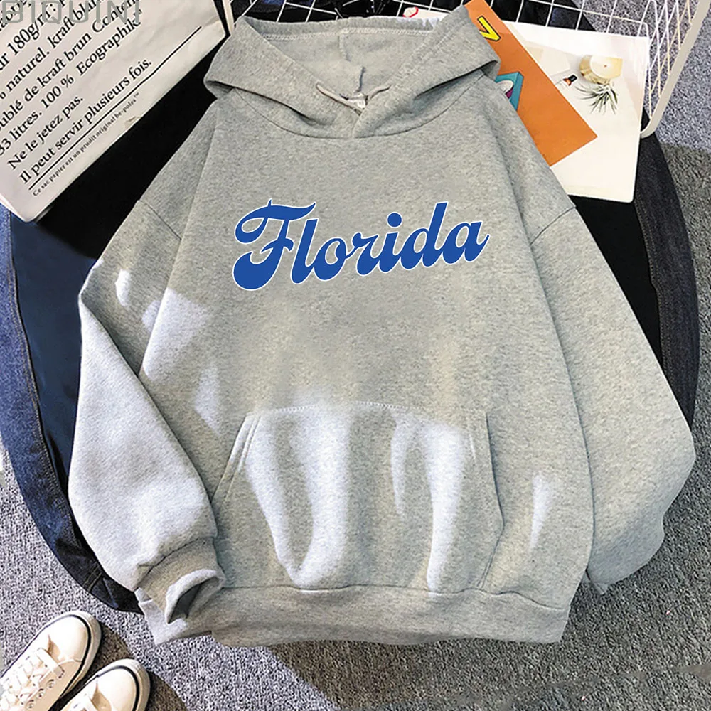 Punk Graphic Hoodie Florida Letter Aesthetic Clothes Harajuku Gothic Oversize Streetwear Unisex Sweatshirt Women Male Hoody Wram