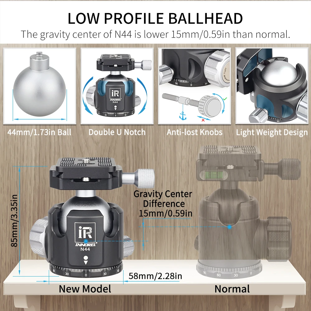 Imagem -03 - Innorel-camuflagem de Fibra de Carbono Tripé Monopé para Dslr Câmera Heavy Stand Panorâmica Baixa Gravidade Bola Cabeça Rt75 85 Centímetros