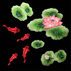 AHYONNIEX Soft Lotus flower Patch Embroidery Sticker Sew on Patches for Clothing Applique Embroidery DIY Clothing Accessories