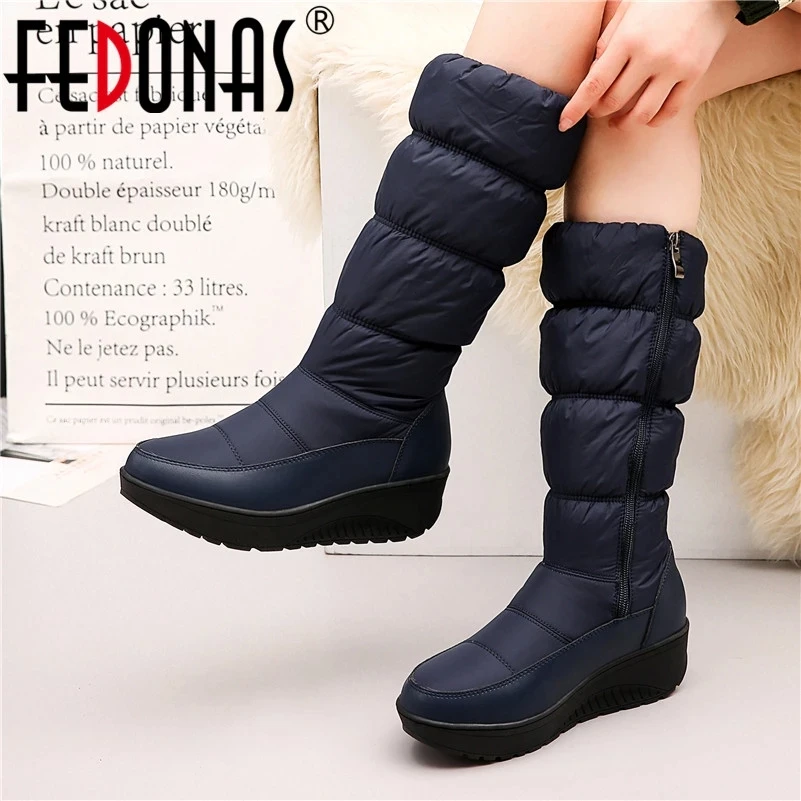 FEDONAS Women Mid-calf Boots 2025 New Winter Keep Long Warm Round Toe Female Snow Boots Side Zipper Platforms Casual Shoes Woman