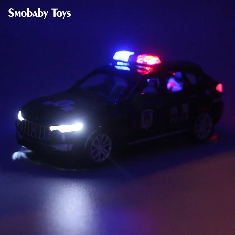 Range Rover Siren Police Model with Lights, Liga, Fundido, Metal, Pull Back, Música, Luxo, Simulação SUV, 1:32, Carros, Brinquedos