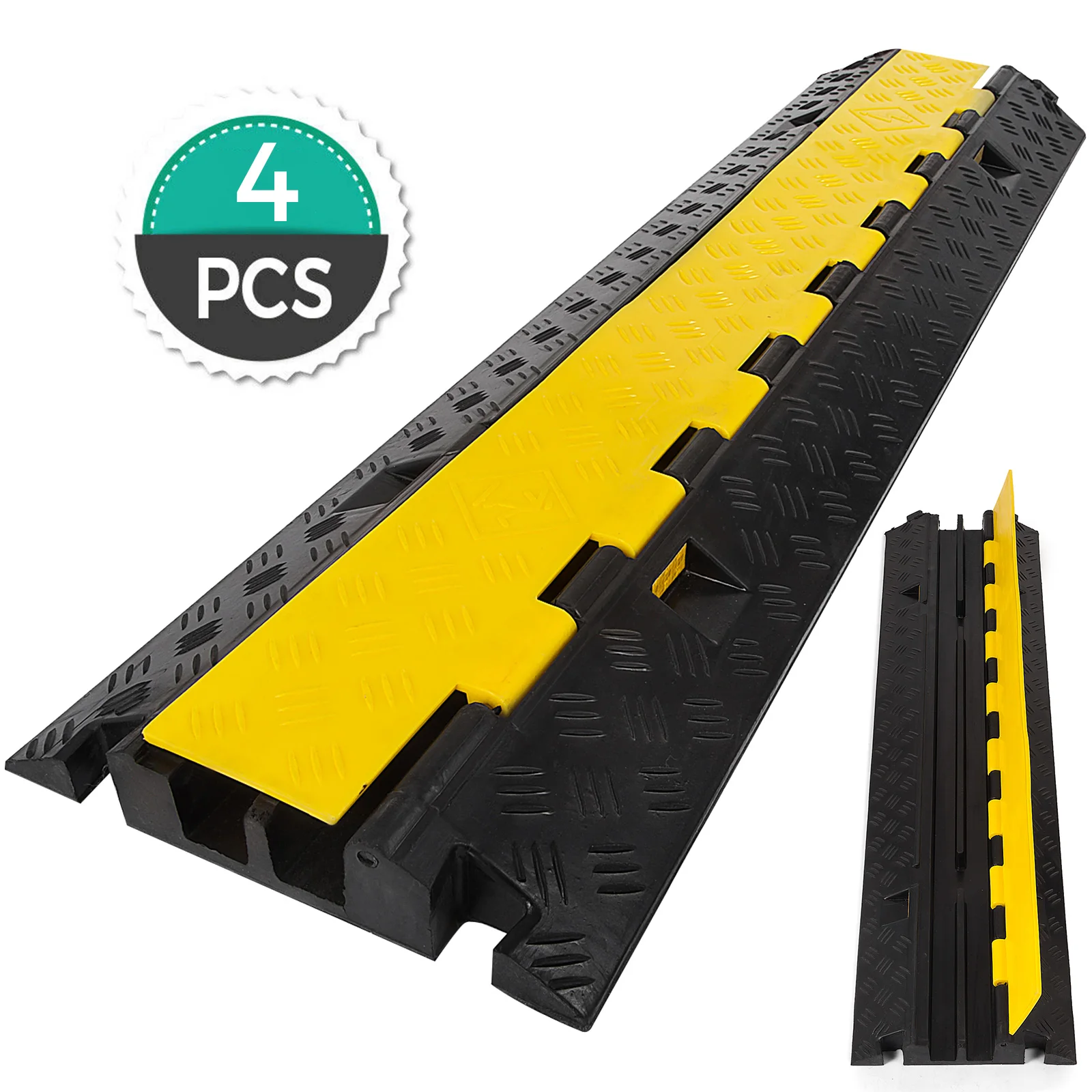 Nice 4 Pack of 2 Channel Cable Protective Wire Cord Ramp Driveway Rubber Traffic Speed Bumps Cable Protector