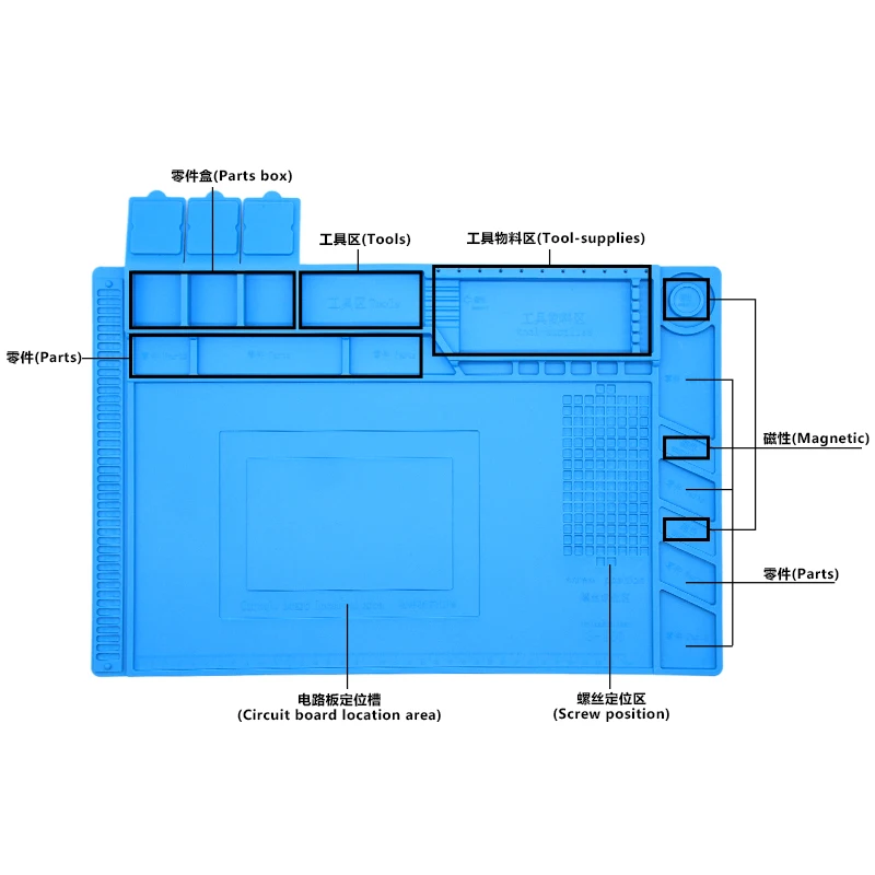 Silicone Magnetic Repair Mat Heat Resistant Anti-Static Work Pad for Soldering, Electronics Repair PCB Welding
