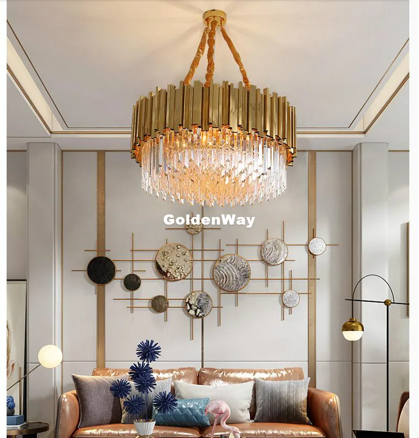 

Nordic Crystal Pendant Lights Stainless Steel AC Luxury Indoor Hanging Lamps For Bedroom Room Restaurant Living Room Decoration