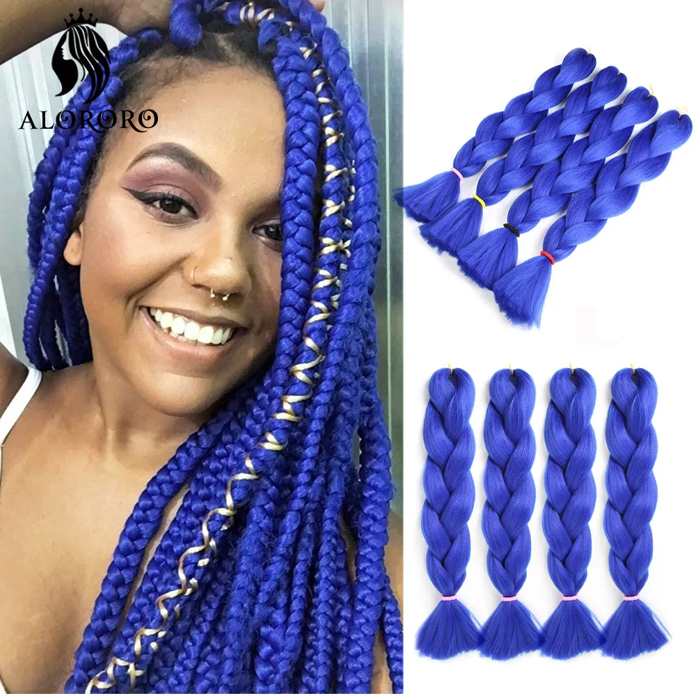 Pelo trenzado de 24 pulgadas para trenzas africanas, cabello sintético, 4 unids/paquete, colores puros, Kanekalon para cabello trenzado Jumbo, venta al por mayor