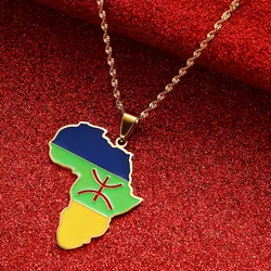 Stainless Steel Africa Map Berbers Pendant Necklaces African Berber Jewelry