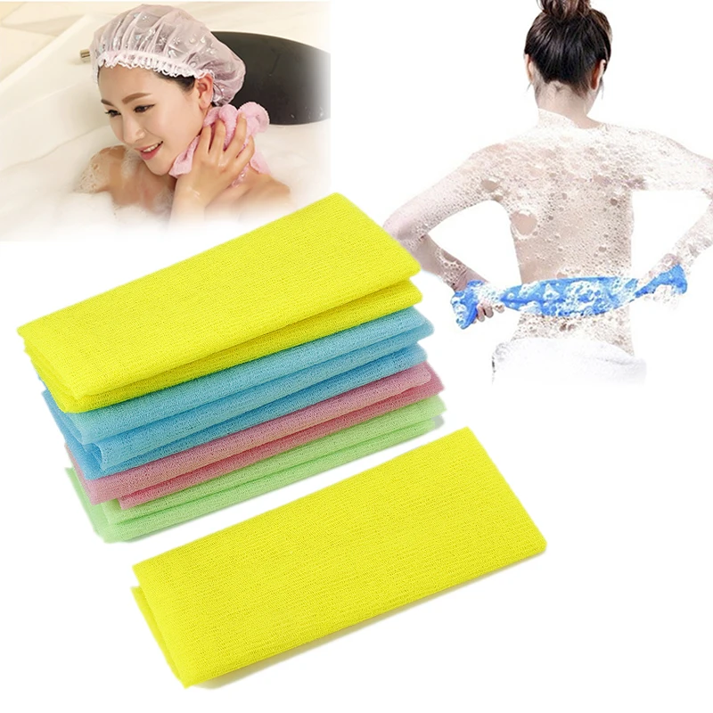 15pcs/lot Nylon Japanese Exfoliating Beauty Skin Bath Shower Wash Cloth Towel Back Scrub