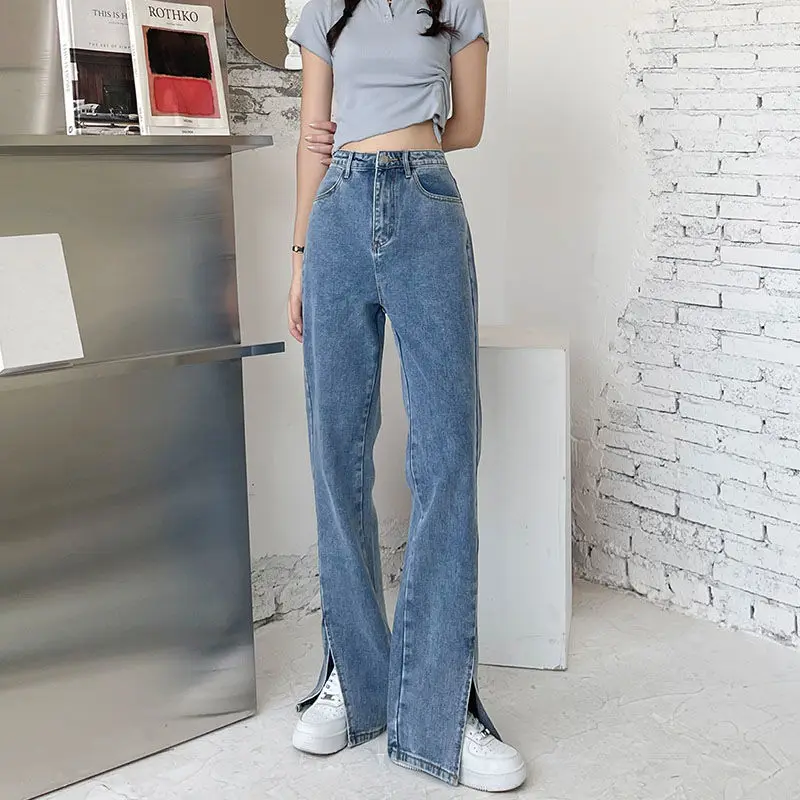 Straight Women\'s jeans Baggy Vintage High Waist Boyfriends Mom Women Jeans Denim Distressed Streetwear Stright Trousers