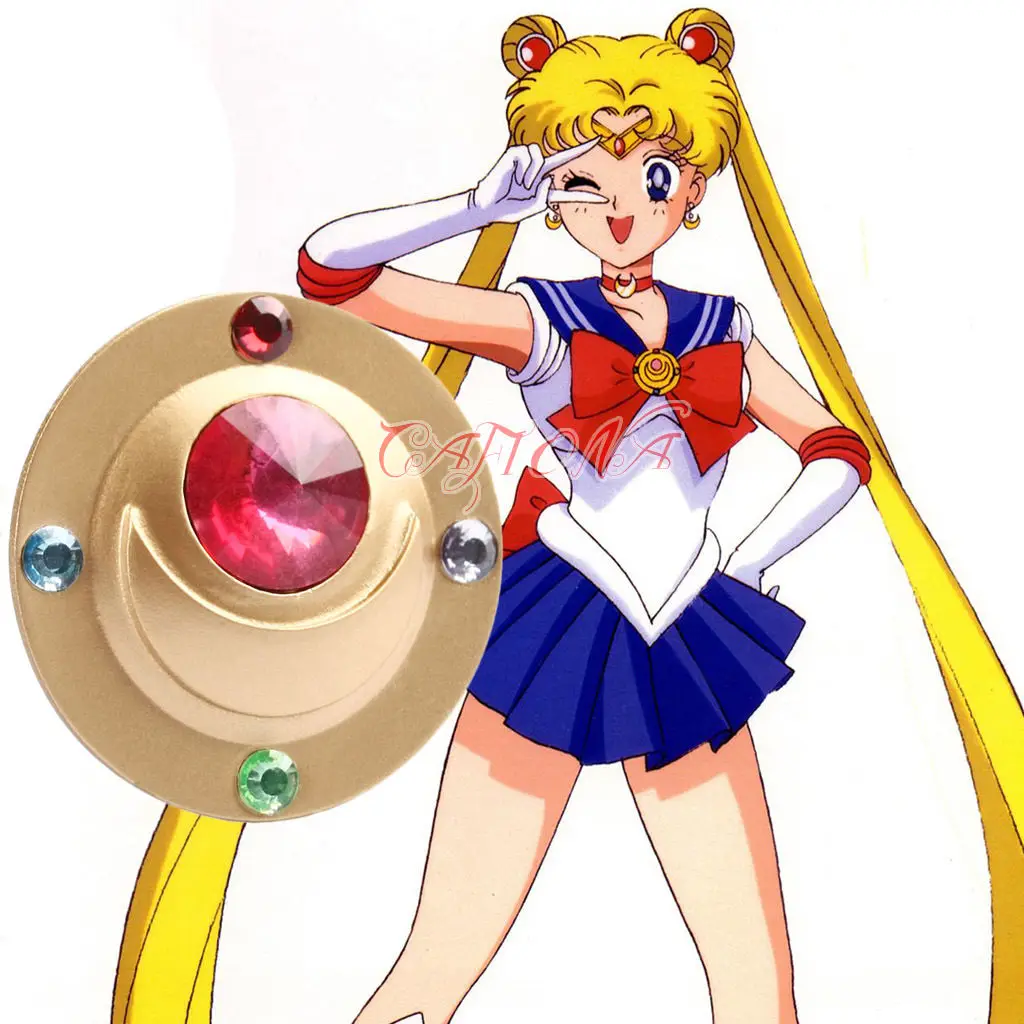 Cafiona Cheap Halloween Costume Accessory Brooch Tsuking Usagi Princess Serenity Cosplay Accessory Girls Shiny Brooch Pins