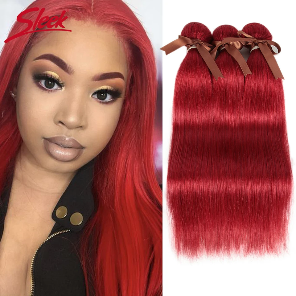 Sleek Rot Gerade Brasilianische Haarwebart Bundles Deal Menschenhaar Verlängerung Anbieter 8 Zu 28 Zoll Remy 100% Menschliches Haar bundles