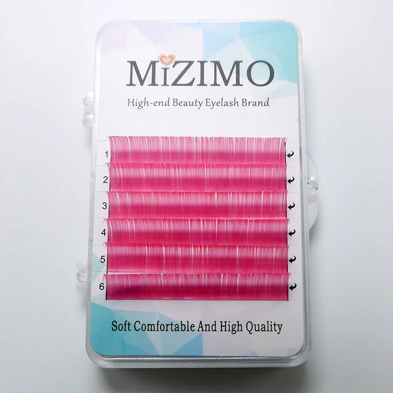 Mizimo-まつげエクステ,新しい色,0.07/0.1mm, c/d, 8〜17mm,ローズレッド,人工ミンクヘア,まつげエクステ