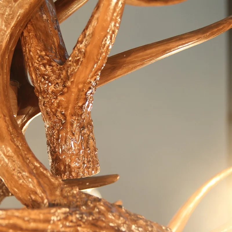 Retro Resin Antler Pendant chandelier Living room Restaurant Bar 4/6/9 Arms Brown White E14 Deer Horn lights house decoration