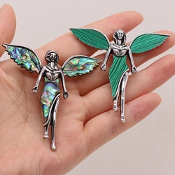 Natural Shell Pendant The Mother Of Pearl Angel-Shaped Malachite Pendant For Jewelry Making DIY Necklace Bracelet Accessory